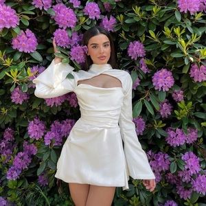 HOUSE OF CB 'Toira' Ivory white Draped Corset mini Dress /Size M NWOT